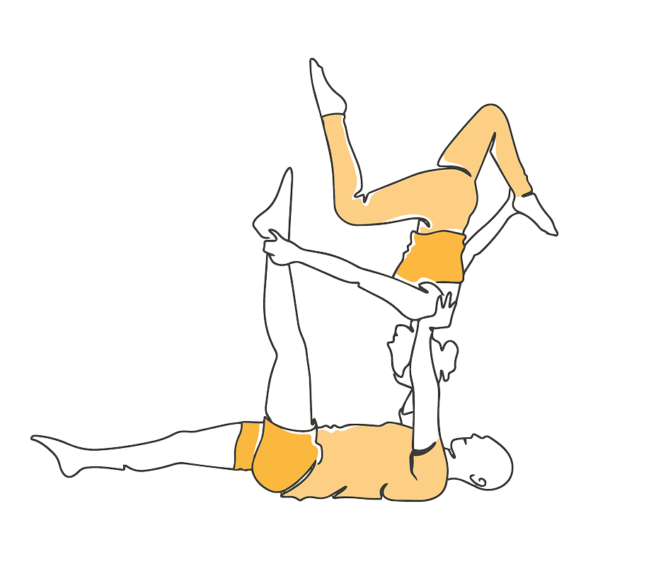 זוג צהוב מדגים מנח אקרו יוגה